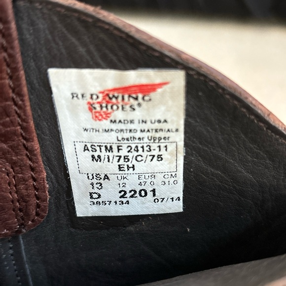 Red Wing Pecos Boots 2201 Pull On Cowboy Work Boot Steel Toe Brown Men's Sz 13 D - Picture 6 of 12